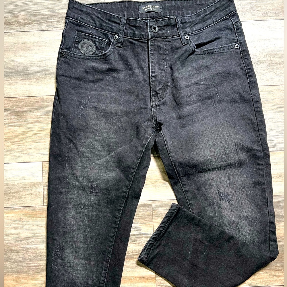 Burberry Men’s‎ Black Denim Jeans Size 32 Equestrian Knight Logo